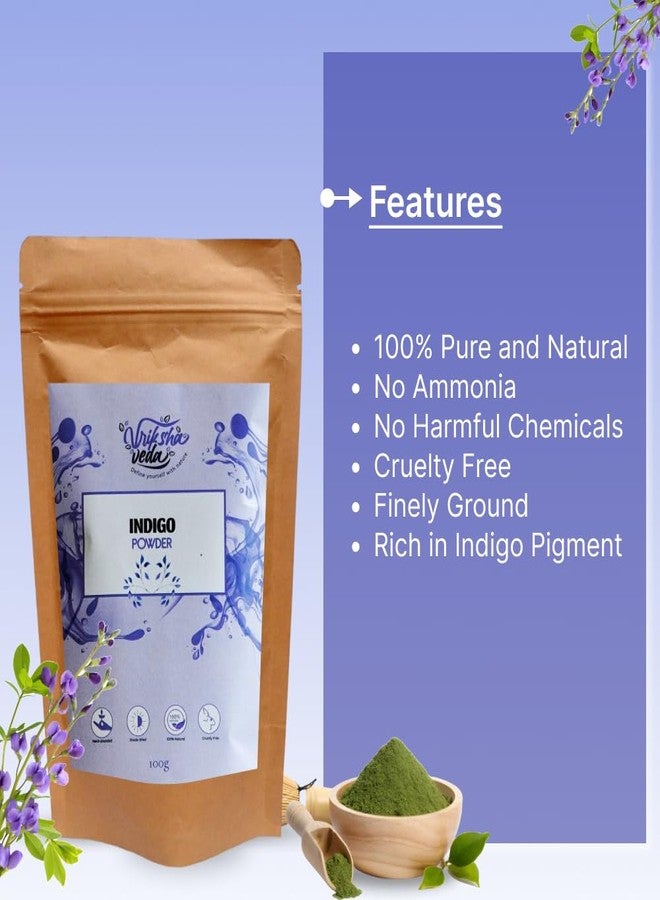 Vriksha Veda Indigo Powder I 100% Natural Rajasthani Indigo I Natural Hair Dye I No added colours or preservatives I100 gms - Image 3