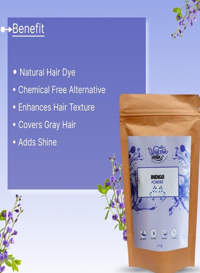 Vriksha Veda Indigo Powder I 100% Natural Rajasthani Indigo I Natural Hair Dye I No added colours or preservatives I100 gms - Image 4
