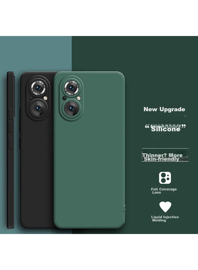 Hotfire Phone Case For Honor 50Se, Honor 50Se Protective Cover, Full Lens Protection Upgraded Frosted Anti-Drop Slim Silicone Soft Case For Men And Women - Dark Night Green - Image 1
