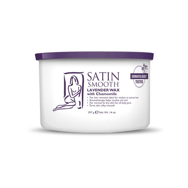 Satin Smooth Lavender Wax with Chamomile Facial and Full Body Hair Removal Wax Soothes and Calms Ideal for Sensitive Skin Waxing Kit 14oz 1pack