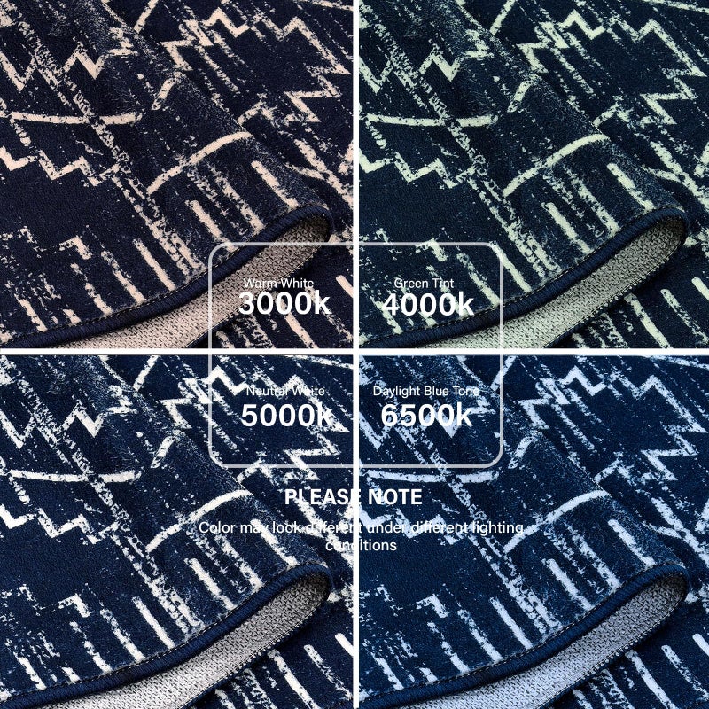 Wonnitar Moroccan Washable Rug 3x5, Blue Non-Slip Entryway Area Rug, Soft Farmhouse Bedroom Throw Mat, Geometric Low Pile Scandinavian Accent Carpet for Entry Kitchen Basement (Blue,3'x5') - Image 3