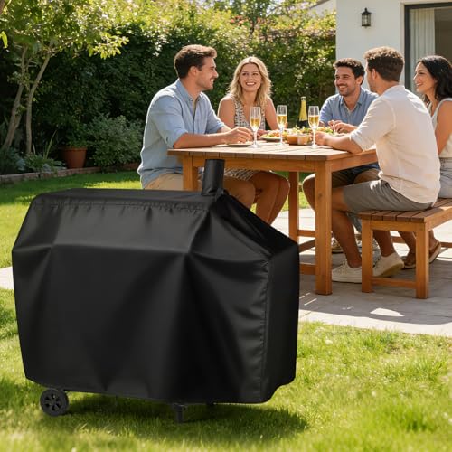 Andacar Charcoal Grill Cover for Royal-Gourme-t CC1830W 30-Inch Charcoal Grill, Smoker Grill Cover for CC1830SC 30-Inch Outdoor Grill Waterproof BBQ Grill Cover - 54" L×29" W×45" H, Black - Image 2