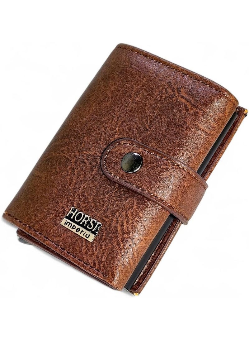 هورس محفظة جلدية فاخرة للرجال – تصميم أنيق بحامل بطاقات معدني مدمج وخاصية حماية RFID، تخزين ذكي للنقود والبطاقات، خفيفة وآمنة للسفر والاستخدام اليومي - Image 4