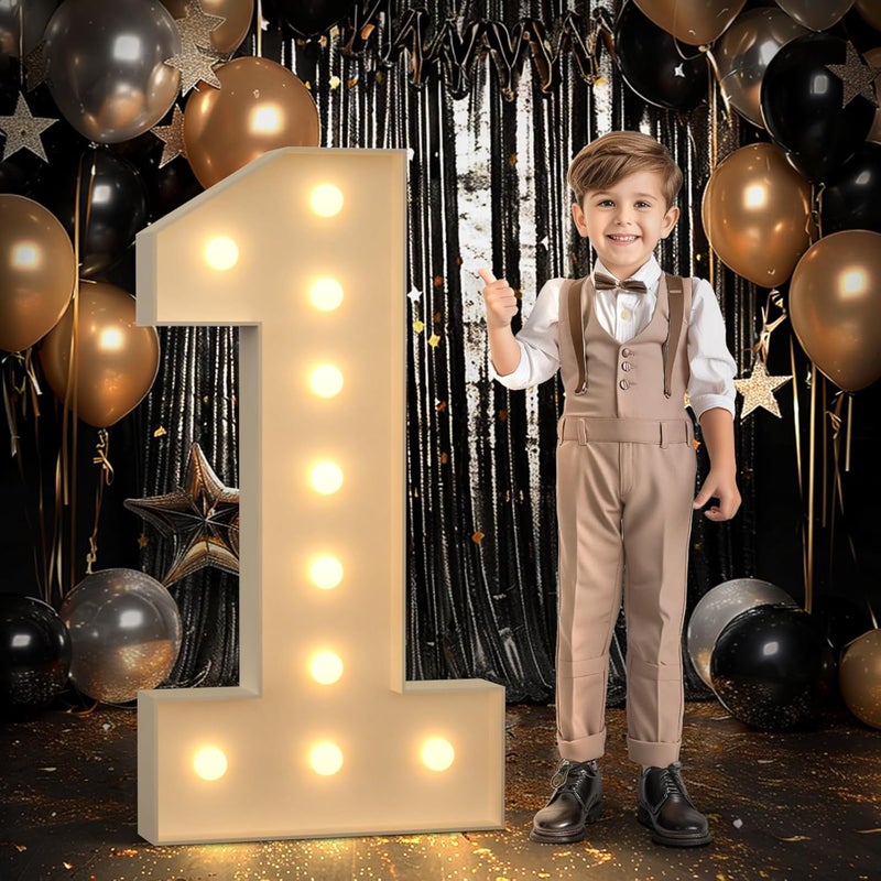 Imprsv 4FT Marquee Number 1 Light Up  1st Birthday Decorations Large Big Mosaic Numbers for Balloons Birthday Decor One Balloon Frame Blocks - Image 1