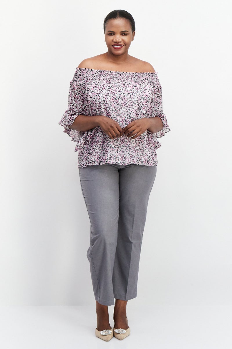 Riley & Rae Women Off Shoulder Long Sleeve Blouse, Multicolor - Image 3