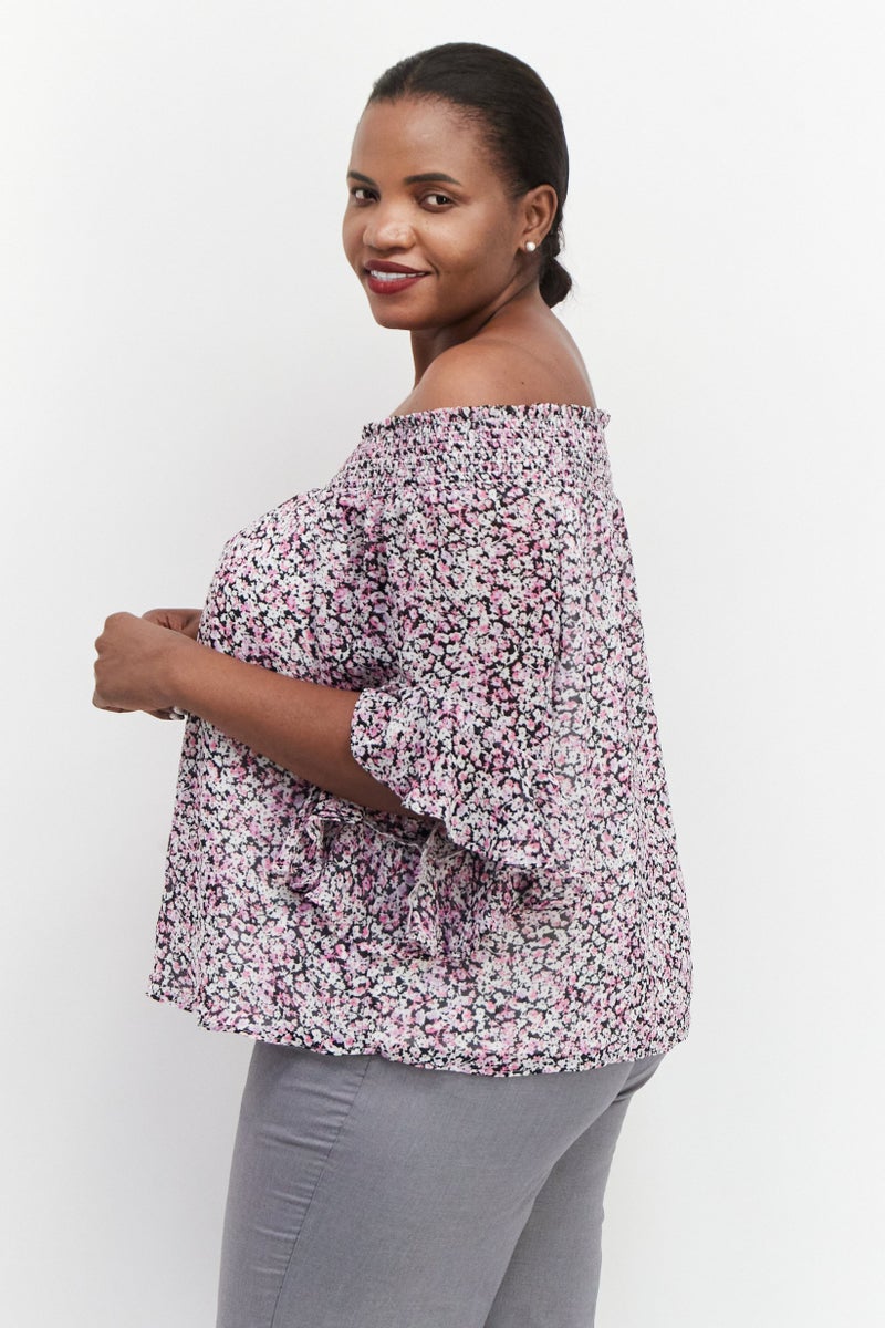 Riley & Rae Women Off Shoulder Long Sleeve Blouse, Multicolor - Image 2