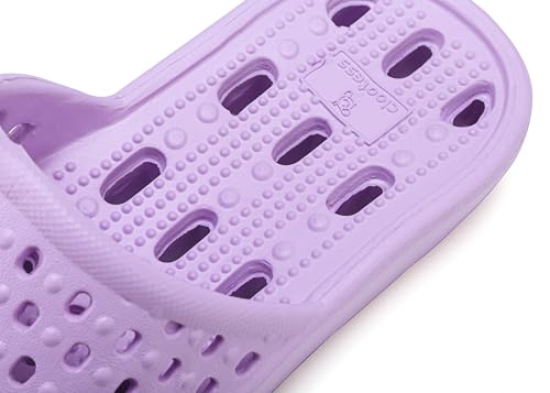 clootess Shower Shoes Slide for Men and Women Holes Bath Slipper Bathroom Sandal Pool Gym College Dorm Non-Slip Purple 40.41 - Image 3