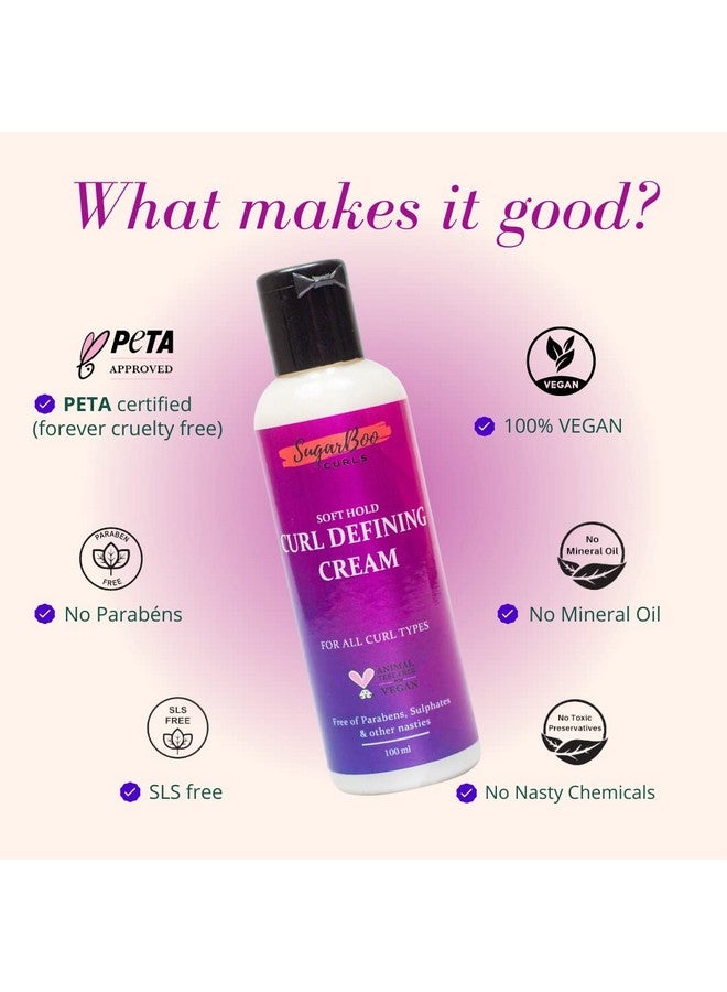 SugarBoo Curls Soft Hold Curl Defining Cream (100ml) for Dry, Frizzy, Wavy, Curly Hair. Vegan & CG Friendly. No Parabens, Sulphates & Other Nasties - Image 5