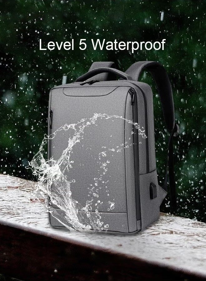 Canway Oxford Backpack Men's 15.6-inch Large Capacity Outdoor Travel Laptop Backpack Leisure Business Commuting Bag Waterproof Laptop Computer Bag for Daily Use Student Travel with USB Charge Port - Image 2