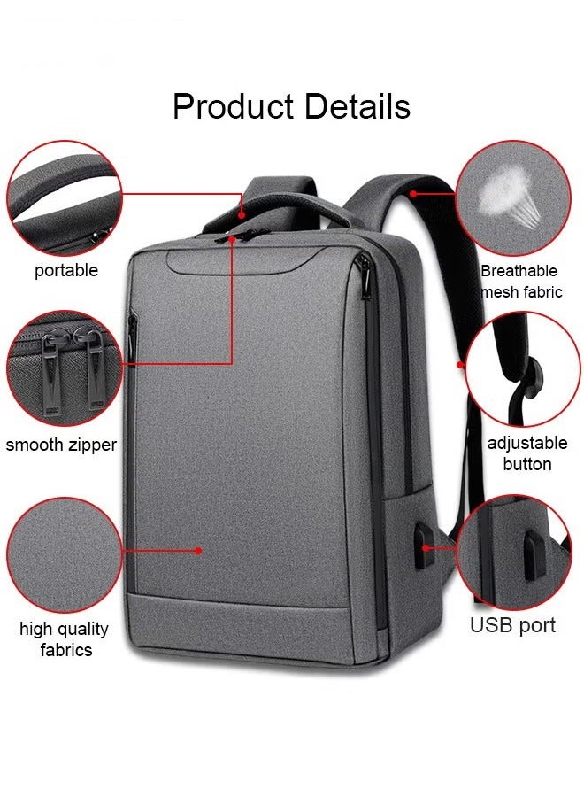 Canway Oxford Backpack Men's 15.6-inch Large Capacity Outdoor Travel Laptop Backpack Leisure Business Commuting Bag Waterproof Laptop Computer Bag for Daily Use Student Travel with USB Charge Port - Image 4