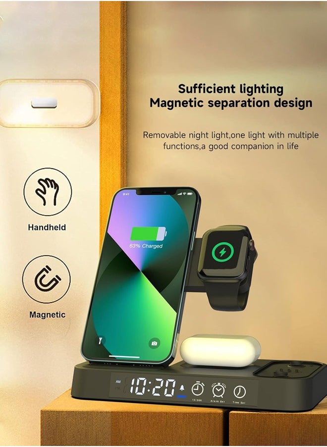 Joshberg 3 in 1 Wireless Charging Station,Fast Wireless Chargers with Clock Alarm & Night Light for Apple Device, 30W Mag-Safe Charging Station for iPhone 16/15/14/13/12/Pro/Pro Max,Apple Watch and Airpods  - Image 2