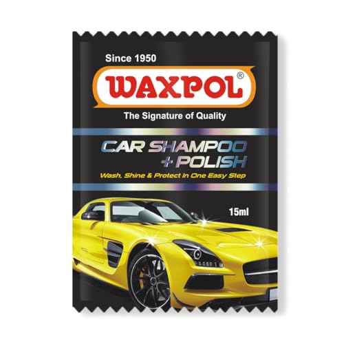 Waxpol Car Shampoo + Polish 360 ml (15 ml Set of 24 Sachet) Wash & Wax | pH Balanced Formula| High Gloss Wet Shine | Smooth Finish | No Water Spots| Snow Foam Car & Bike Wash - Image 2