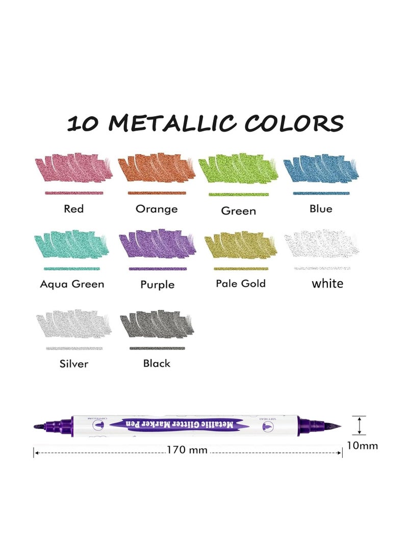 SYOSI 10 Colors Metallic Markers Set, Dual Tip Markers Acrylic Paint Pens Rock Painting Pens Scrapbooking Art Pens Non-Toxic Paint Pens for Rock, Ceramic, Card Making, Scrapbooking Crafts, DIY Crafts - Image 5