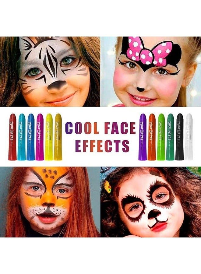 Face Paint Crayons, 12 Colors Face Paints for Children Halloween Make Up Set, Washable Make Up Set Body Painting for Boys Girls, Non-Toxic, Party Cosplay Face Paint Crayons for Ages 3+ - Image 4