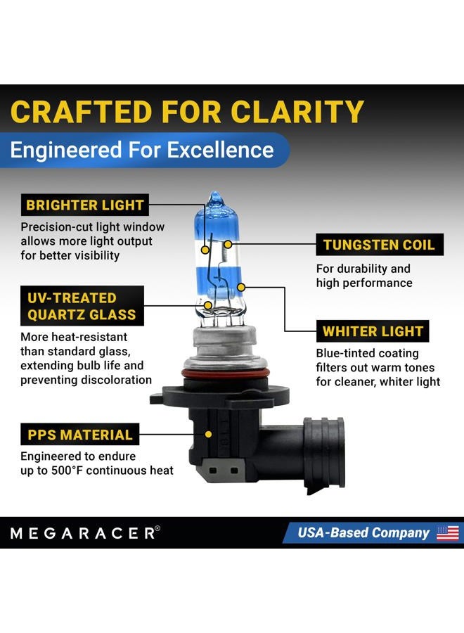 Mega Racer Premium OEM 9005 Halogen Headlight Bulb (High Beam) - Street-Legal & DOT Compliant for On-Road Use, Automotive Head Light Replacement for Car, 12V 65W, Plug & Play, Pack of 2 - Made in Korea - Image 5