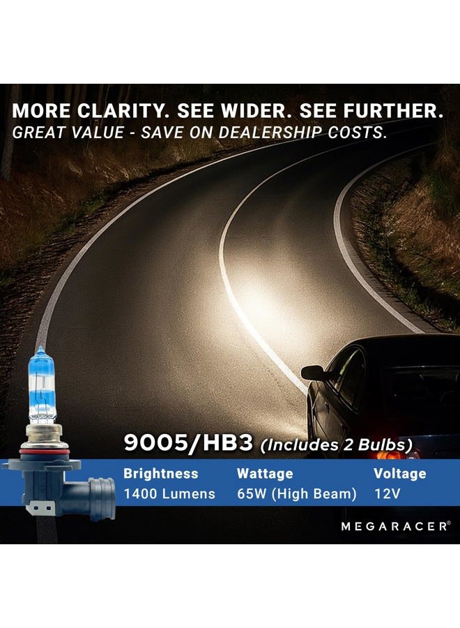 Mega Racer Premium OEM 9005 Halogen Headlight Bulb (High Beam) - Street-Legal & DOT Compliant for On-Road Use, Automotive Head Light Replacement for Car, 12V 65W, Plug & Play, Pack of 2 - Made in Korea - Image 3