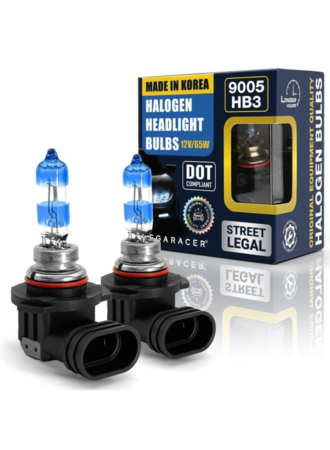 Mega Racer Premium OEM 9005 Halogen Headlight Bulb (High Beam) - Street-Legal & DOT Compliant for On-Road Use, Automotive Head Light Replacement for Car, 12V 65W, Plug & Play, Pack of 2 - Made in Korea - Image 1