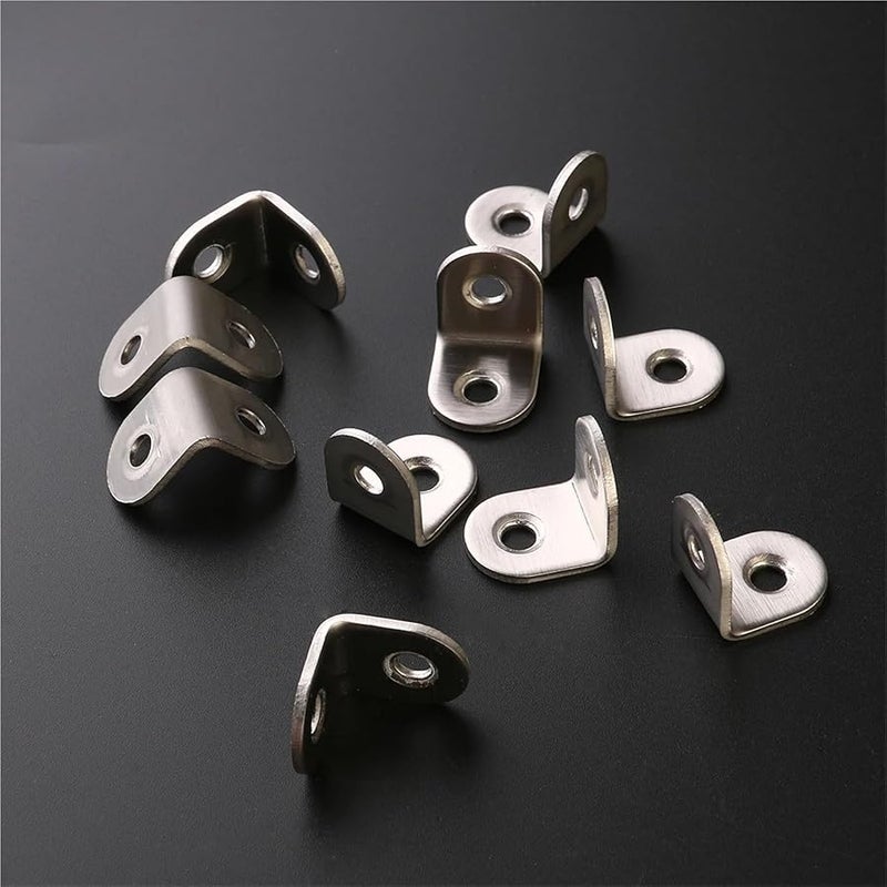 أقواس زاوية من الفولاذ المقاوم للصدأ 50 قطعة 90 درجة 25 مم على شكل حرف L للأرفف والأثاث - Image 4