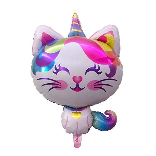 Atpata Funky Rainbow Unicorn Kitten Foil Balloons Balloon Bouquet (Pack of 5pcs.), (Model: Foil-RainbowKitten), Multicolour, Large - Image 2