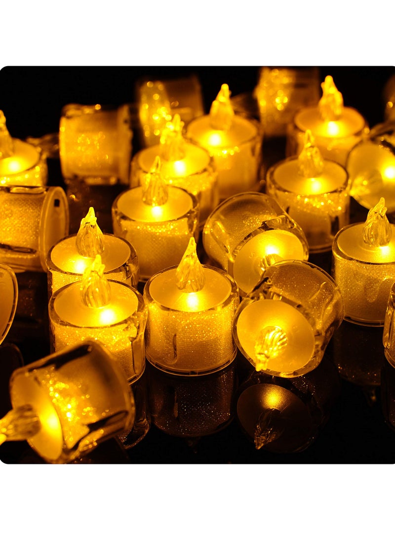 Excefore LED Tea Lights, 12 Pcs Gold Flameless Battery Operated Votive Tealights Candle, Small Electric Fake Tea Candle Realistic for Wedding, Table, Festival Celebration (Warm White)  - Image 2