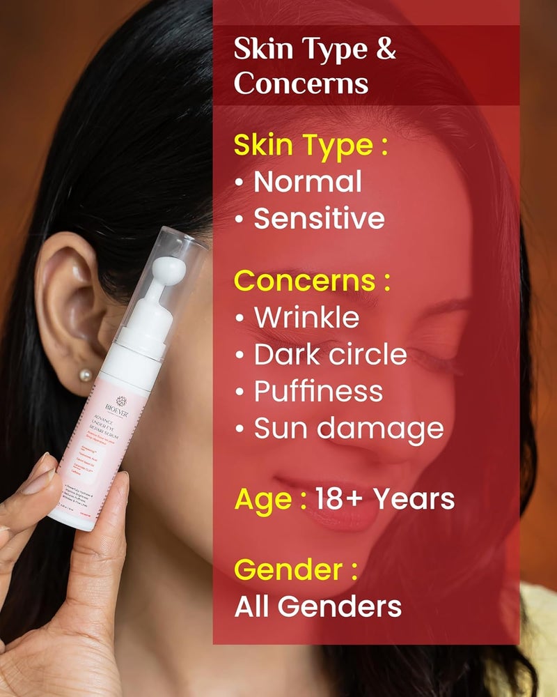 Bioever Under Eye Serum Ceramide CLRCaffeineHyaluronic AcidCarrot Seed Oil  For Reducing Dark Circles Puffiness Wrinkles Crows Feet10ML - Image 3