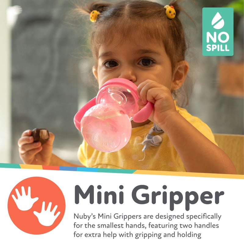 Nuby Mini Grip N' Sip No-Spill Baby Sippy Cups with Handles and Soft Spout - (3 Pack) 5 oz - 6+ Months - Red/Blue/Green - Image 3
