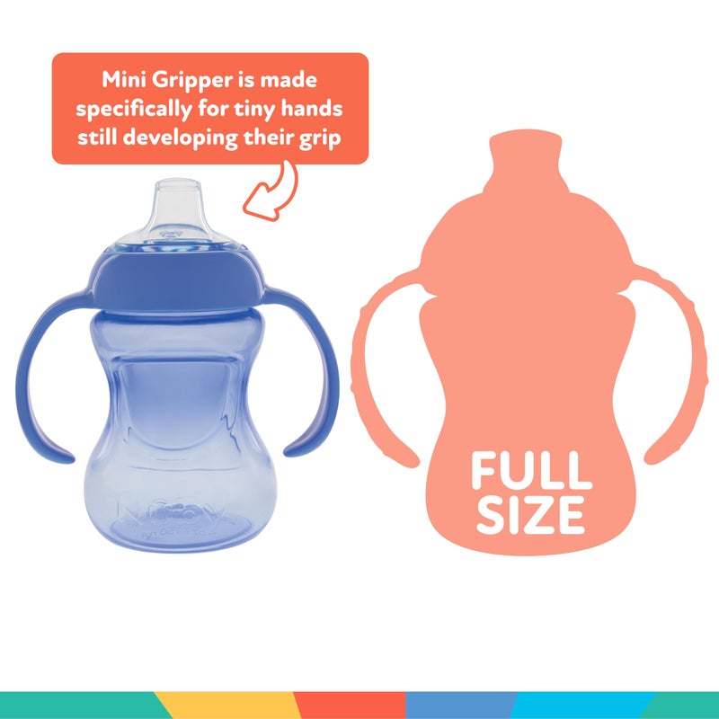 Nuby Mini Grip N' Sip No-Spill Baby Sippy Cups with Handles and Soft Spout - (3 Pack) 5 oz - 6+ Months - Red/Blue/Green - Image 2