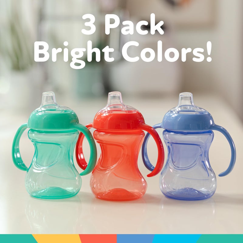 Nuby Mini Grip N' Sip No-Spill Baby Sippy Cups with Handles and Soft Spout - (3 Pack) 5 oz - 6+ Months - Red/Blue/Green - Image 5