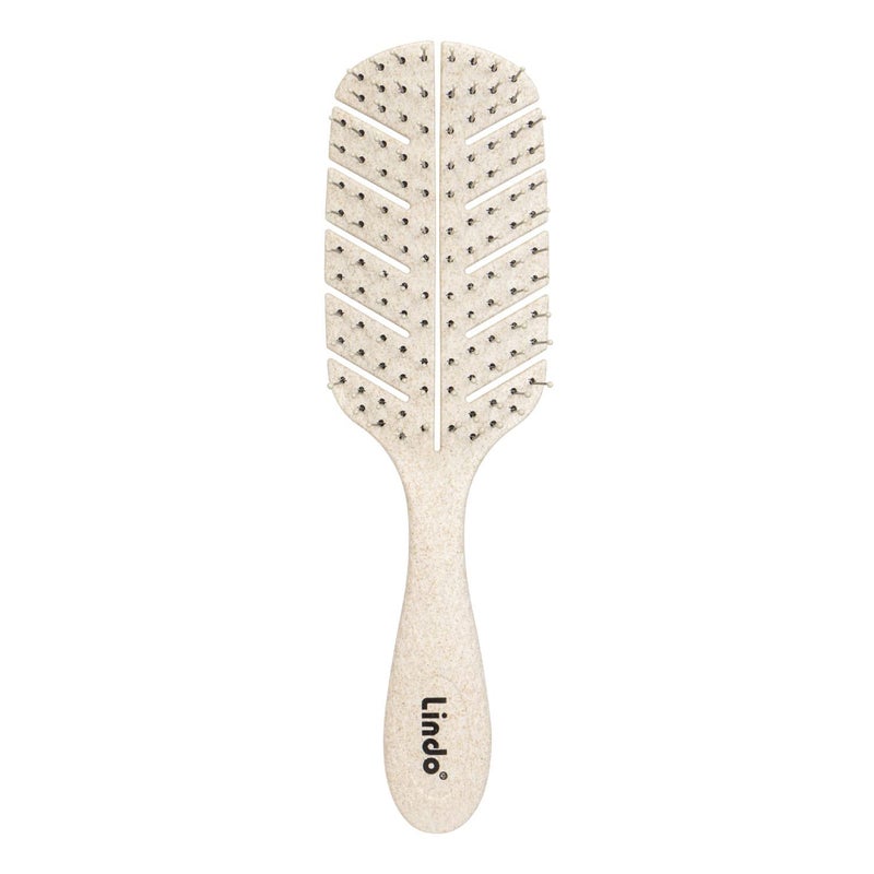 Lindo EcoFriendly Hair Brush Detangling For Wet or Dry Hair  All Hair Types AntiKnot Flexible Bristles Biodegradable Material Natural Vegan Beige