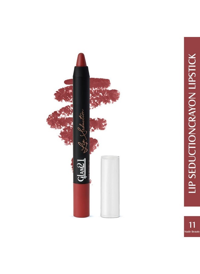 أحمر شفاه Glam21 Lip Seduction غير قابل للتغيير يدوم حتى 12 ساعة | خفيف الوزن ويدوم طويلاً | غير لامع كريمي | مقاوم للتلطخ - 2.8 جم | Nude Beauty-11 (غير لامع) - pzsku/Z1ED94505B5913C05004BZ/45/_/1735567261/1dd316ca-32c6-4b56-9328-d704e003dc52