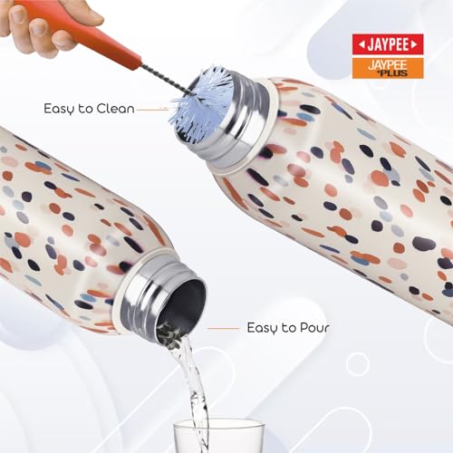 Jaypee Plus Punch Prime Stainless Steel Printed Vacuum Insulated Water Bottle 620 ml | ISI Certified Rustproof & Leakproof Flask with 24Hrs Hot & Cold Ideal for School Kids, Office & Travel-(Cream) - Image 5