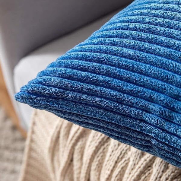 Guffaw / Corduroy/Stripped/Luxury Cushion Covers Standard Size 16"X16" Inches (Sky Blue, 2), 340 TC - Image 2