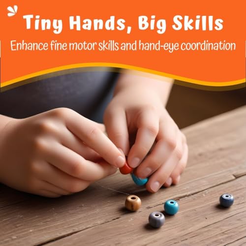 Skillofun Wooden Number & Bead Set | Lacing Activity for Kids | Educational Counting, Sorting & Matching Game | Wooden Toys | Montessori Toys for 2 Year Old | Beads for Kids Activities - Image 4