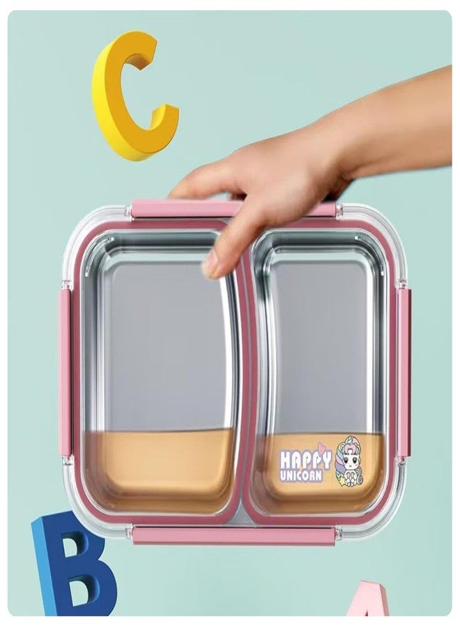 GAMAHA 2 Compartment Stainless Steel Lunch Box, Microwave & Dishwasher Safe, Lunch Box for School & Office Bento Tiffin Box |Travel Use Durable & Easy to Clean 860ml - Image 2