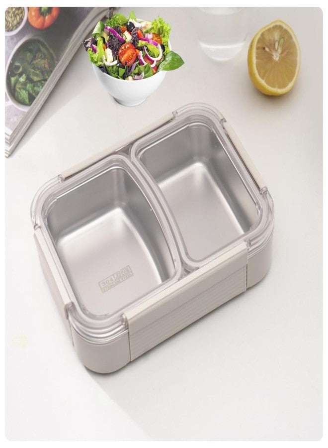 GAMAHA 2 Compartment Stainless Steel Lunch Box, Microwave & Dishwasher Safe, Lunch Box for School & Office Bento Tiffin Box |Travel Use Durable & Easy to Clean 860ml - Image 1