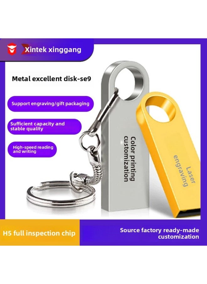 U Disk Company Exhibition Gift U Disk 2.0/3.0 Personalized Metal U Disk 8g16g32g64g128g USB Disk-Color:Gold [ready Stock, Quick Delivery] Official Standard Configuration-Capacity:32GB  - Image 1