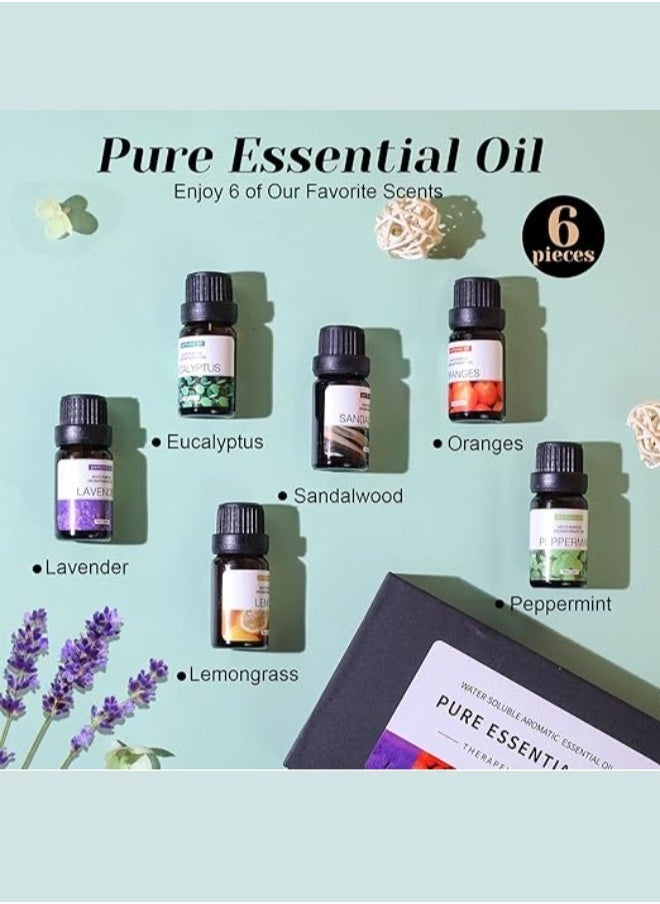 إلترازون 6-Piece Essential Oils Set – 10ml Each Water-Soluble Aromatherapy Oils for Humidifiers  Aroma Diffusers – Includes Sandalwood, Sweet Orange, Lavender, Eucalyptus, Lemon  Mint – Natural, Refreshing, and Calming Scents for Relaxation and Wellness - Image 2