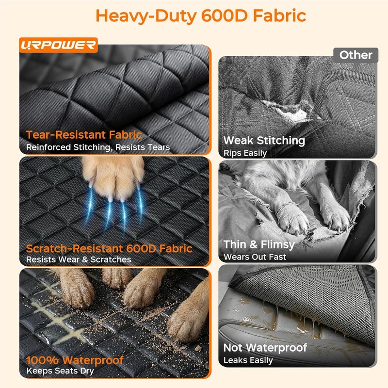 URPOWER Globally selected raw material Dog Seat Cover Car Seat Cover for Pets 100% Waterproof Pet Seat Cover Hammock 600D Heavy Duty Scratch Proof Nonslip Durable Soft Pet Back Seat Covers for Cars Trucks and SUVs Fault optimized construction - Image 3