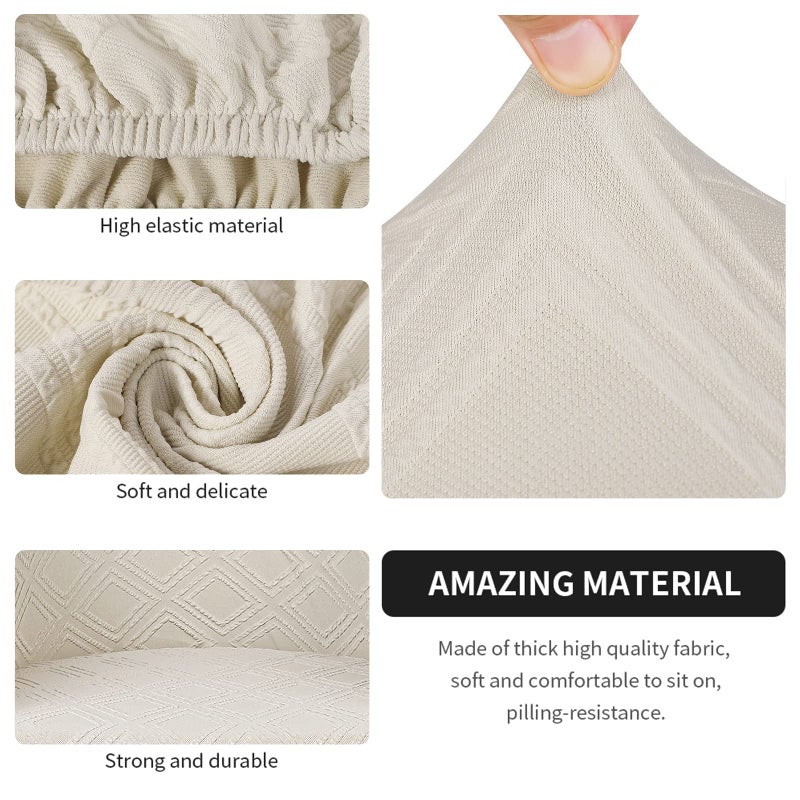 SearchI Waterproof Club Chair Slipcover Stretch Barrel Chair Covers Jacquard Tub Chair Slipcovers Spandex Armchair Sofa Cover Removable Couch Furniture Protector Arm Chair Cover for Living Roomï¼ˆBeigeï¼‰ - Image 3