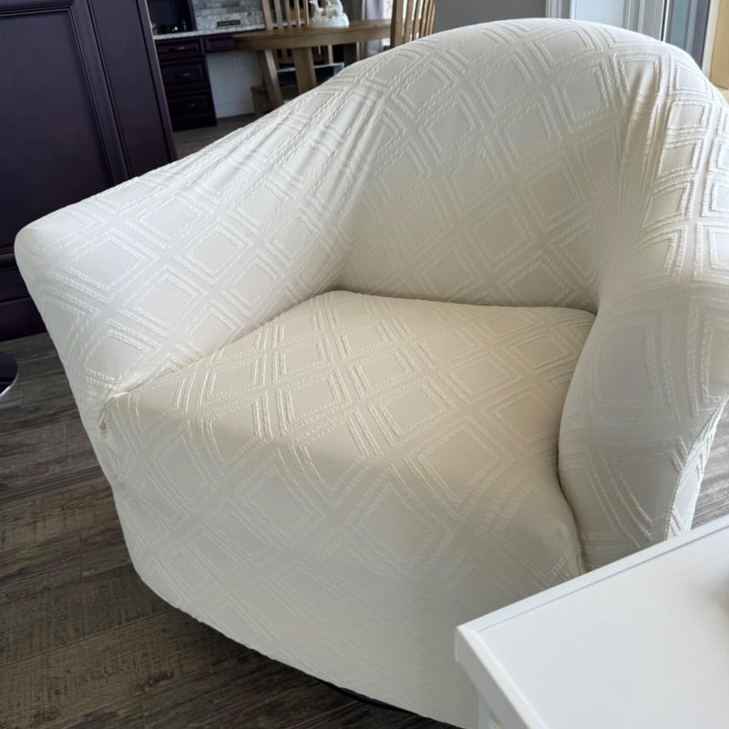 SearchI Waterproof Club Chair Slipcover Stretch Barrel Chair Covers Jacquard Tub Chair Slipcovers Spandex Armchair Sofa Cover Removable Couch Furniture Protector Arm Chair Cover for Living Roomï¼ˆBeigeï¼‰ - Image 2
