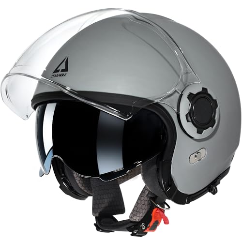 TRIANGLE Convertible Full Face Motorcycle Helmet DOT Approved for Men Women MultiConfiguration 34 Open Face Street Bike Helmet with Internal Tinted Sunshield Includes Storage Bag - Image 3