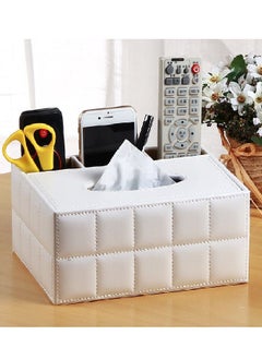 Multifunctional Tissue Box Holder Leather Material with Storage Function Can Accommodate Paper Towels Below 20 cm In Length,23.5x16.5x9.6 cm