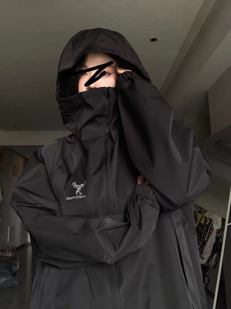 American retro hooded jacket trendy couple fashion brand hip hop loose casual all-match men's and women's solid color jacket - Image 3