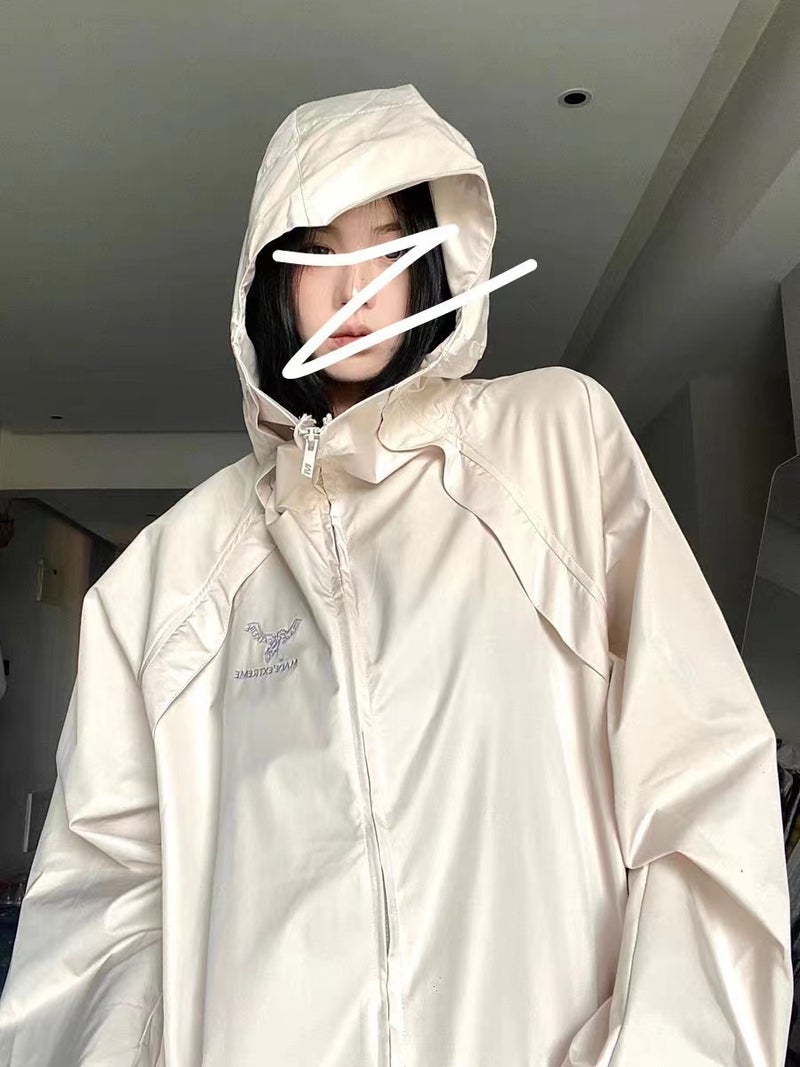 American retro hooded jacket trendy couple fashion brand hip hop loose casual all-match men's and women's solid color jacket - Image 1