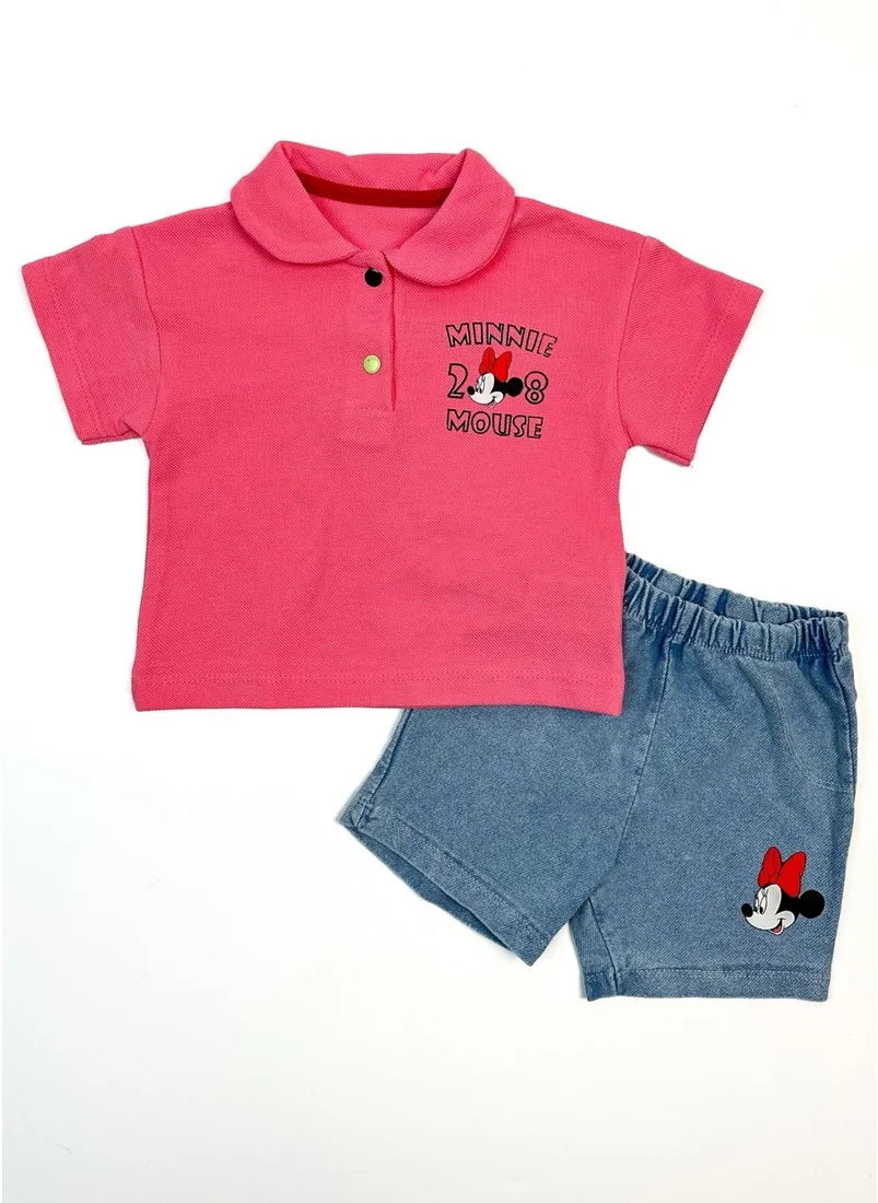 Ada Bebek Çocuk Ada Baby Kids Denim Shorts Mickey Pattern Bottom Top Set