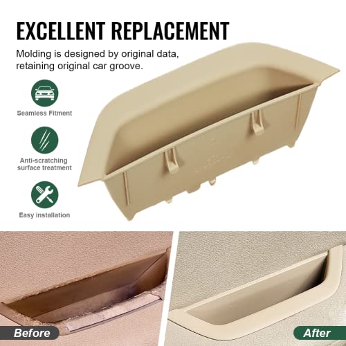 GZYF for BMW X3 X4 Door Armrest Cover,Car Interior Door Handle Pull Trim, Driver Side Container Trim Door Armrest Handle Storage Box Cover for BMW X3 F25 2010-2016, X4 F26 2014-2017,Beige - Image 3