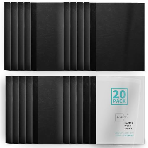 Binditek 20 Pack Thermal Binding Presentation Covers, 1/16 Inch Spine Holds 15 Sheets, Ultra Clear Front Cover, Black Paper Back Cover, Letter Size, for Students and Coworkers - Image 2