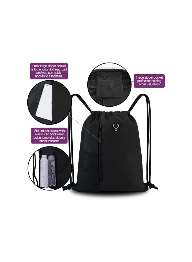 PROMASS Drawstring Sackpack Bag, Gymsack Bag With Pocket Gym Sports Bag Outdoor Exercise Running Swimming Backpack Unisex - Image 3