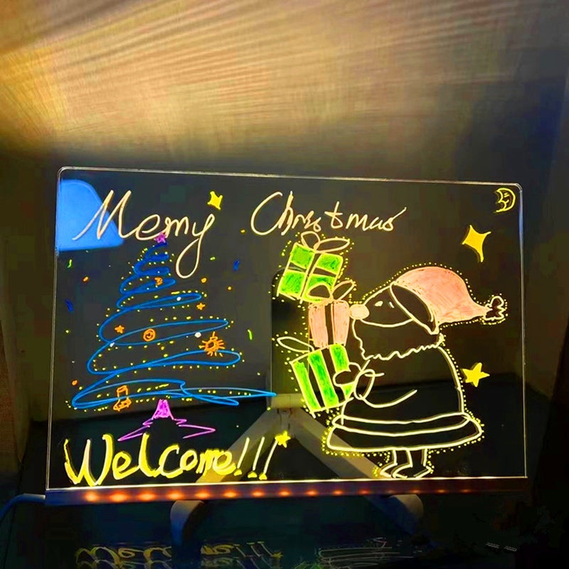 Generic diy erasable luminous acrylic transparent writing board message board small blackboard Billboard stall led fluorescent board  - Image 3