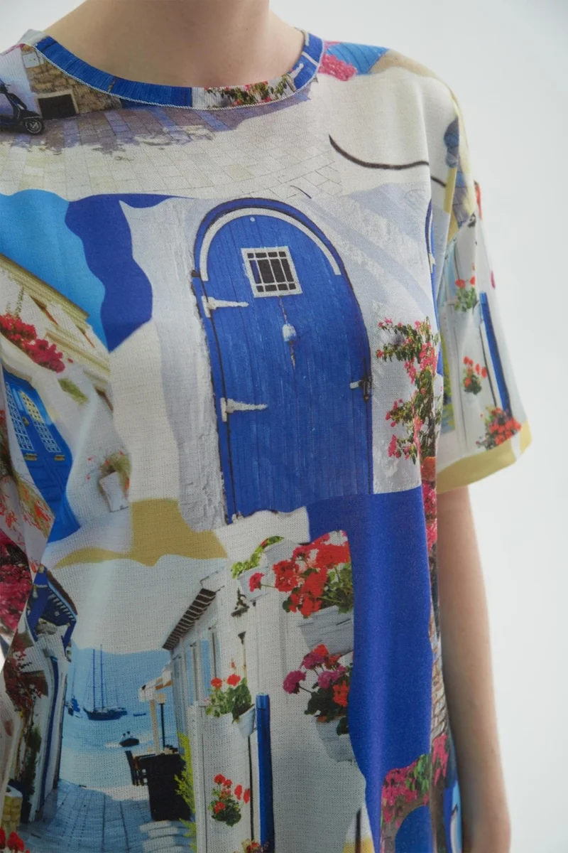 Fashion Friends 24Y0928K1 Women's Short Sleeve Patterned Blouse